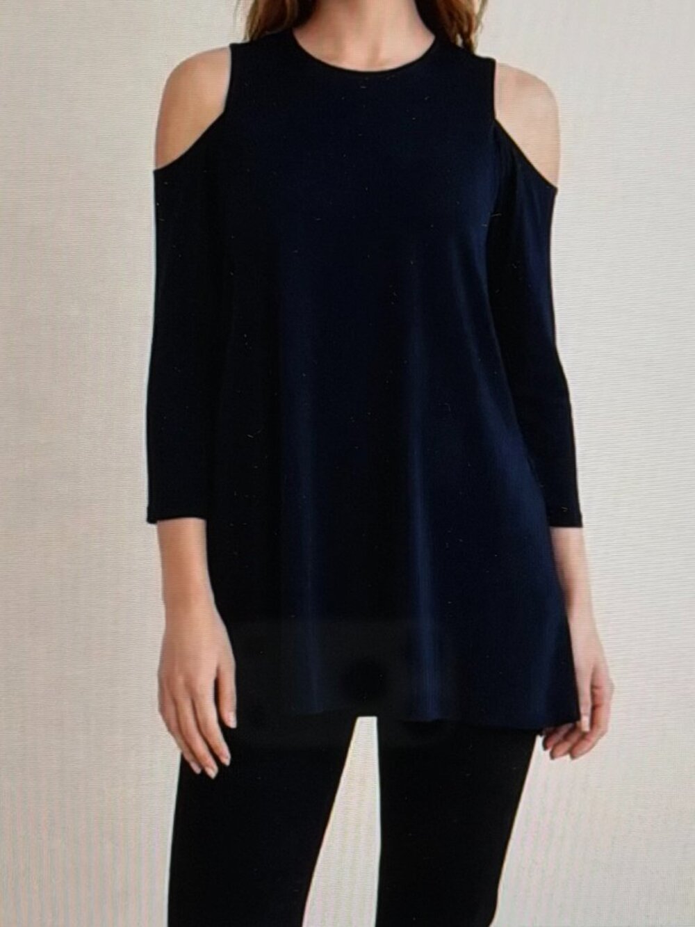 Sympli Tunic Woman Size 12 Black Cold Shoulder
